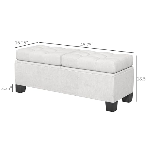 HOMCOM 46" Storage Ottoman Bench, Upholstered with Steel Frame, Gray Z949