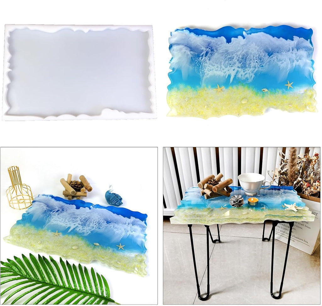 River Table Silicone Mold Large Irregular Rectangle Resin Epoxy Craft, Blue B49643