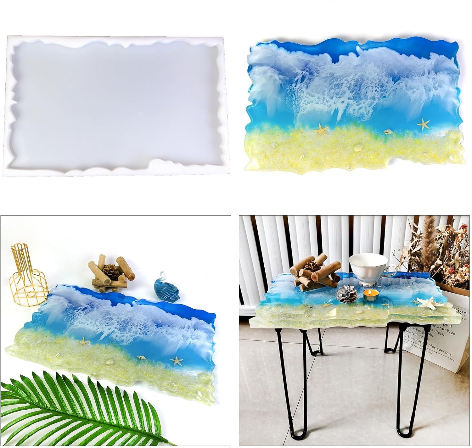 River Table Silicone Mold Large Irregular Rectangle Resin Epoxy Craft, Blue B49643