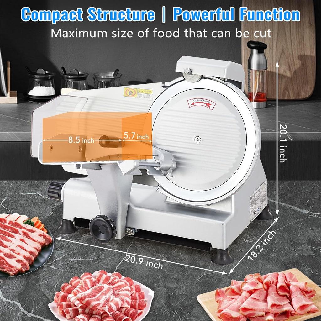 Electric Meat Slicer with 10" Stainless Steel Blade, Adjustable Thickness I2920