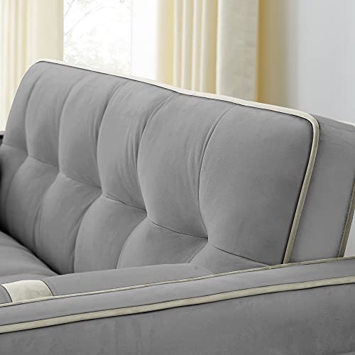 Velvet Sleeper Sofa 54" Convertible Recliner Bed with 2 Pillows, Black M45380