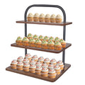 Cupcake Stand, 3 Tier Large Cupcake Stand for 50 Cupcakes Rustic Cupcake Display Stand Square Wood Dessert Table Display Set Cupcake Tower Tiered Tray Stand for Wedding Birthday Graduation Baby Shower