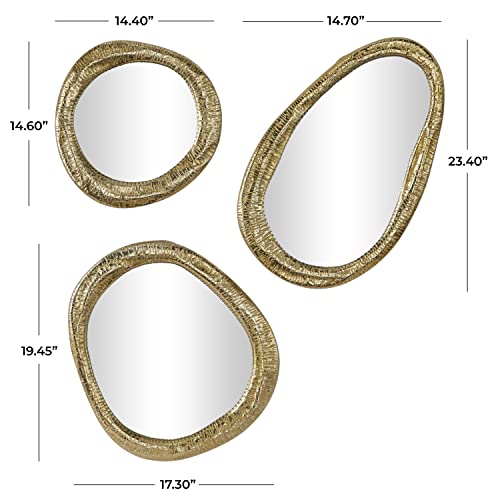 Deco 79 Aluminum Abstract Wall Mirror Set of 3, Silver Z324