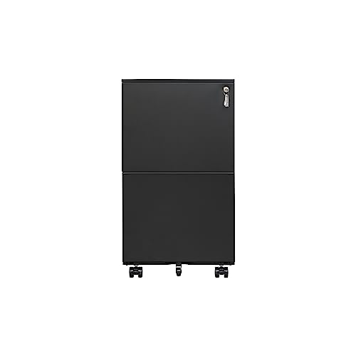 2-Drawer Mobile File Cabinet with Lock, Rolling Metal Filing Cabinet for Office, White H93309