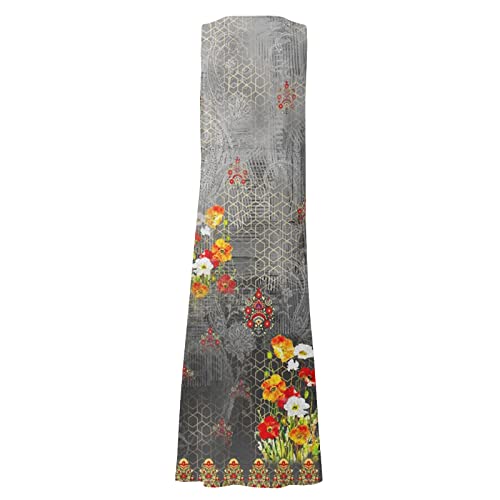 Casual Cotton Linen Sundress for Women with Pockets C94565
