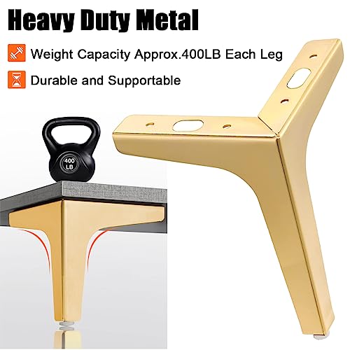 Metal Furniture Legs 7Inch, 4 PCS Triangle Gold Sofa Legs for Cabinet Table H5976