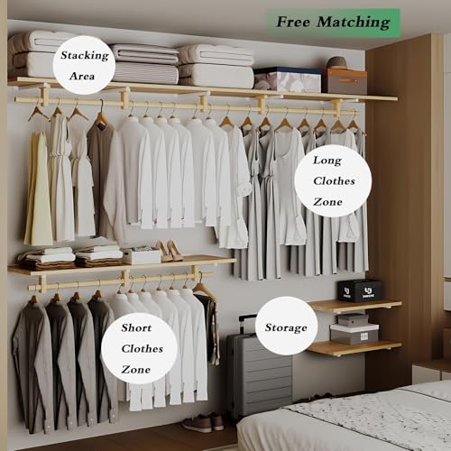 Solid Wooden Clothes Rack with Top Shelf, Wall Mounted Garment Rack, 100cm Z76704