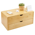 Bamboo Desk Organizer with 3 Drawers Makeup Storage Drawer 3 Drawers Tabletop Storage Organization Box Home Office Workspace Bathroom Toiletries Supplies No Assembly Required…