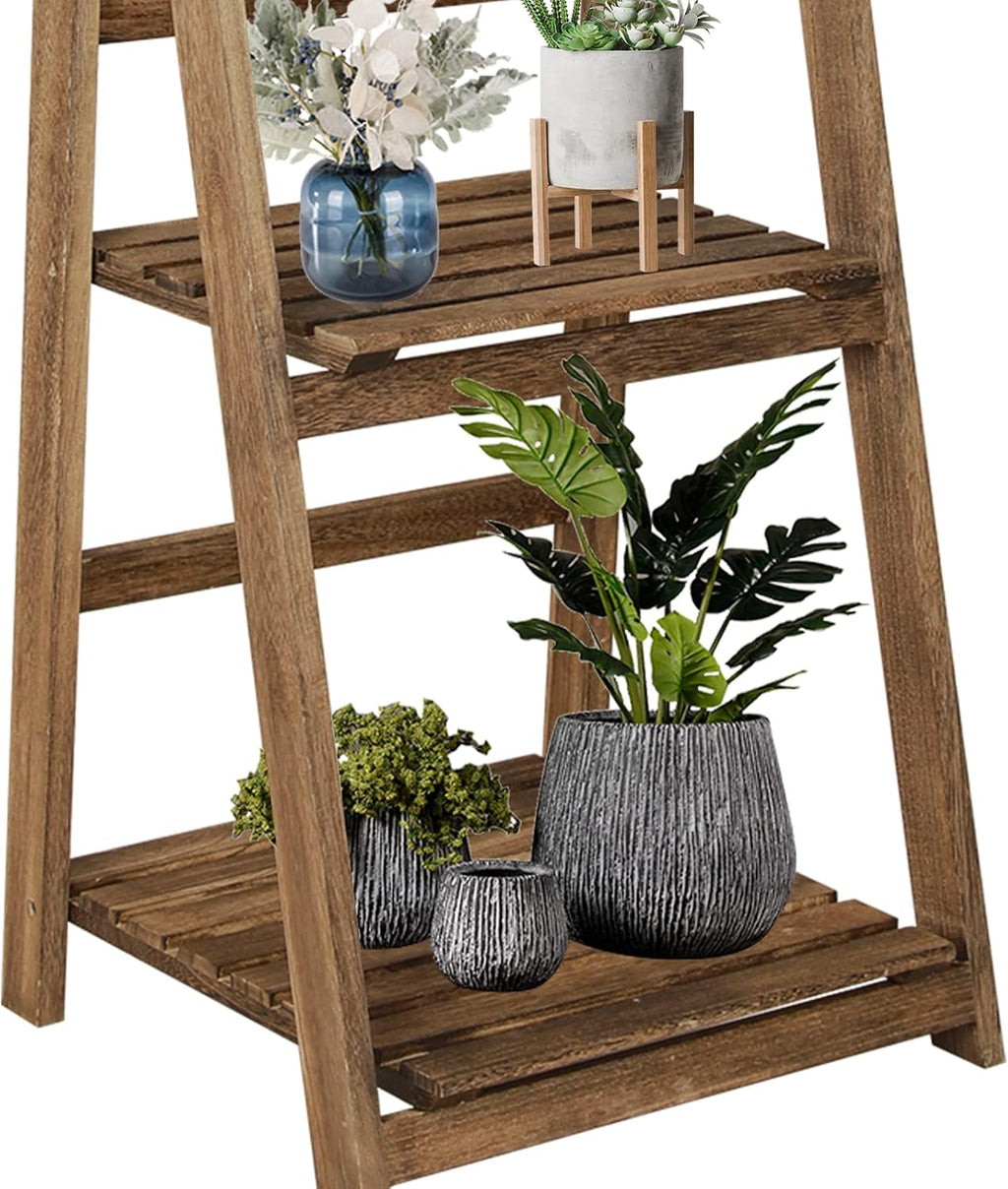 Babion 4 Tier Ladder Shelf, Industrial Bookcase, Light Brown P810354