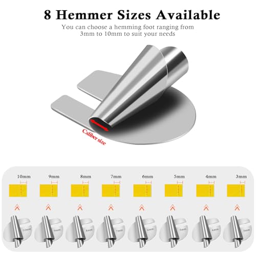 TIGARI Sewing Rolled Hemmer Foot, 7-10mm, 4 Sizes for Industrial Sewing Machines B745106