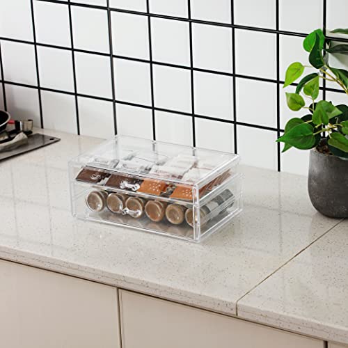 Cq Acrylic Storage Desk Box with 3 Drawers, Plastic Makeup Organizer X605022