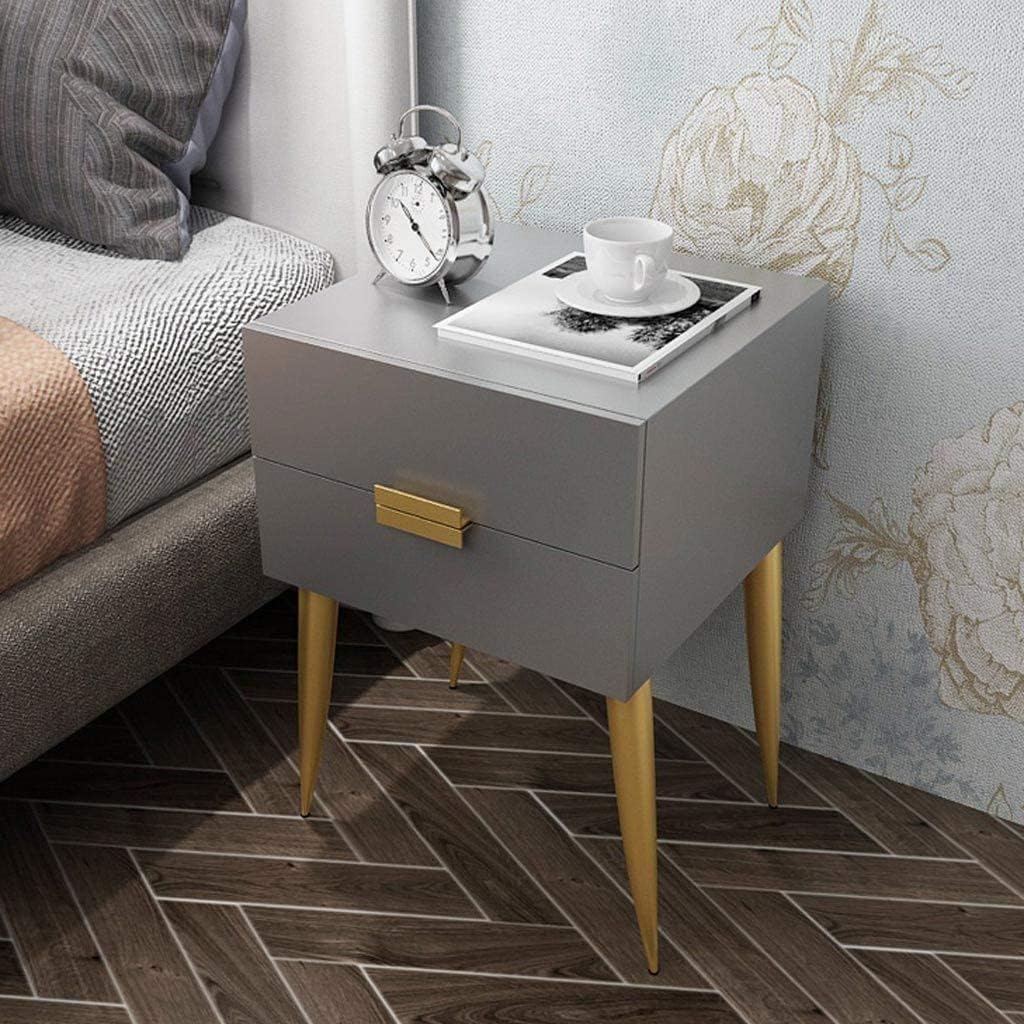 Bedside Table with 2 Drawers Nightstand Wood-Based Panel (Grey) E391