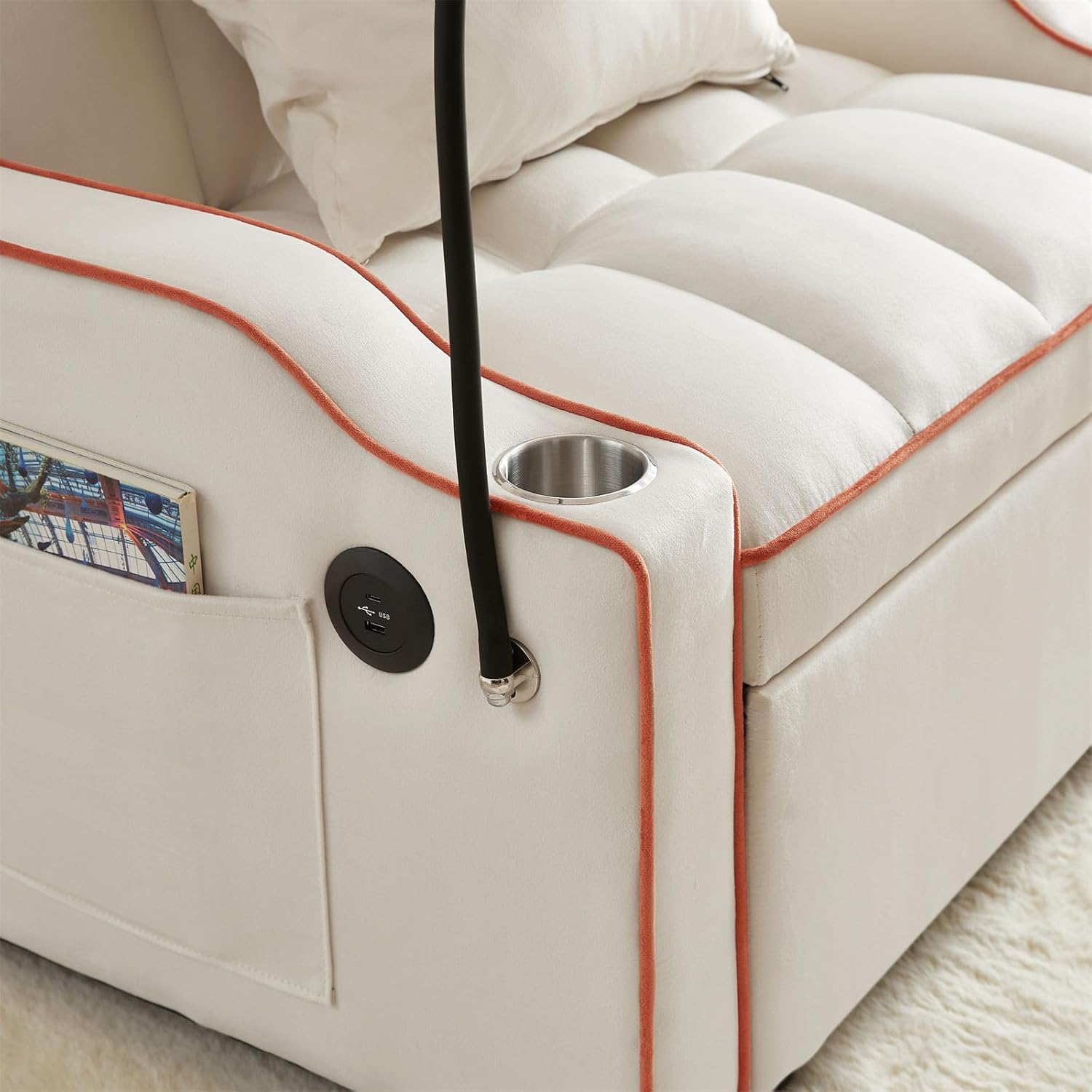 3-in-1 Convertible Sofa Bed Sleeper Chair with Adjustable Pull Out P226