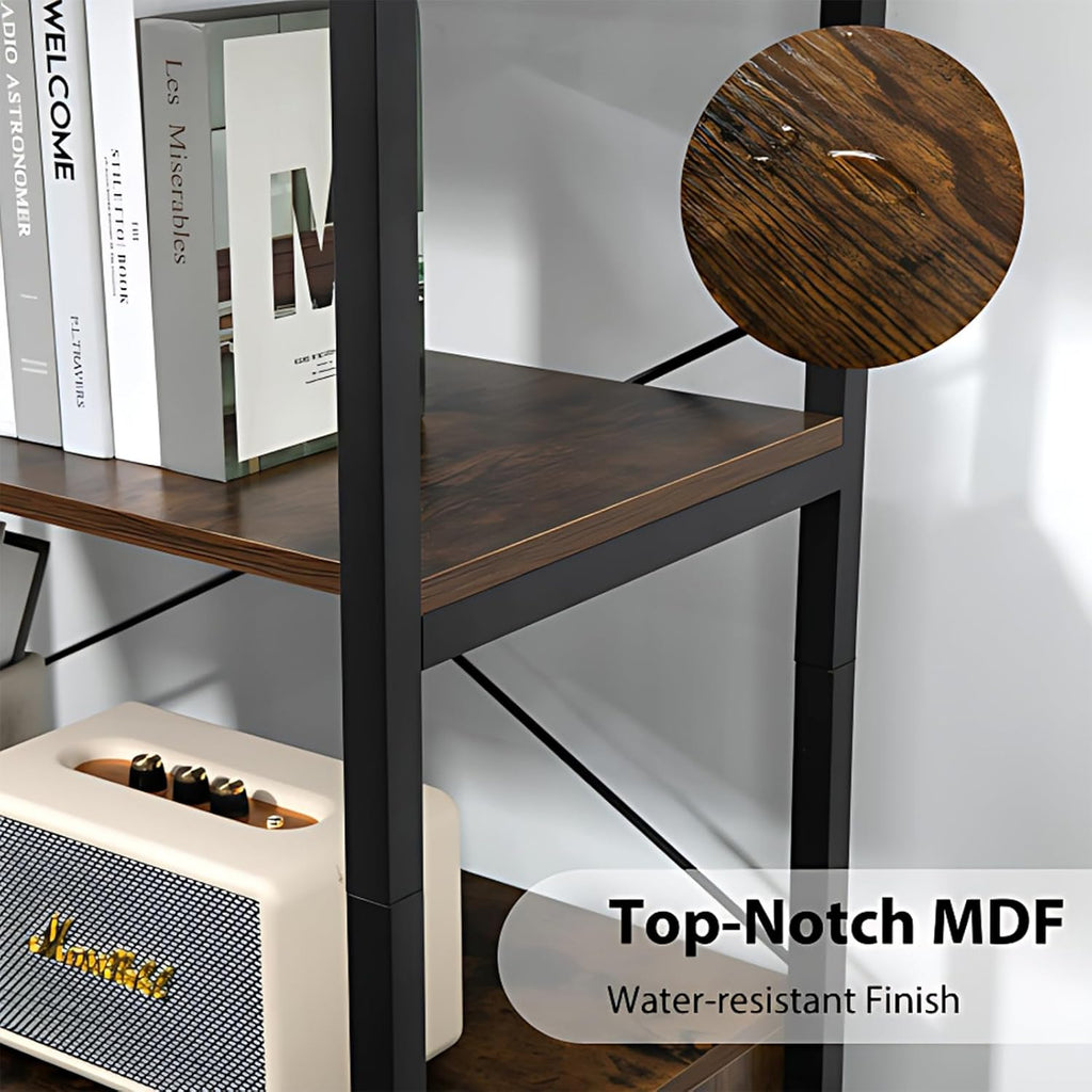 Industrial Bookcase with File Cabinet Drawers, Vintage Brown I973736