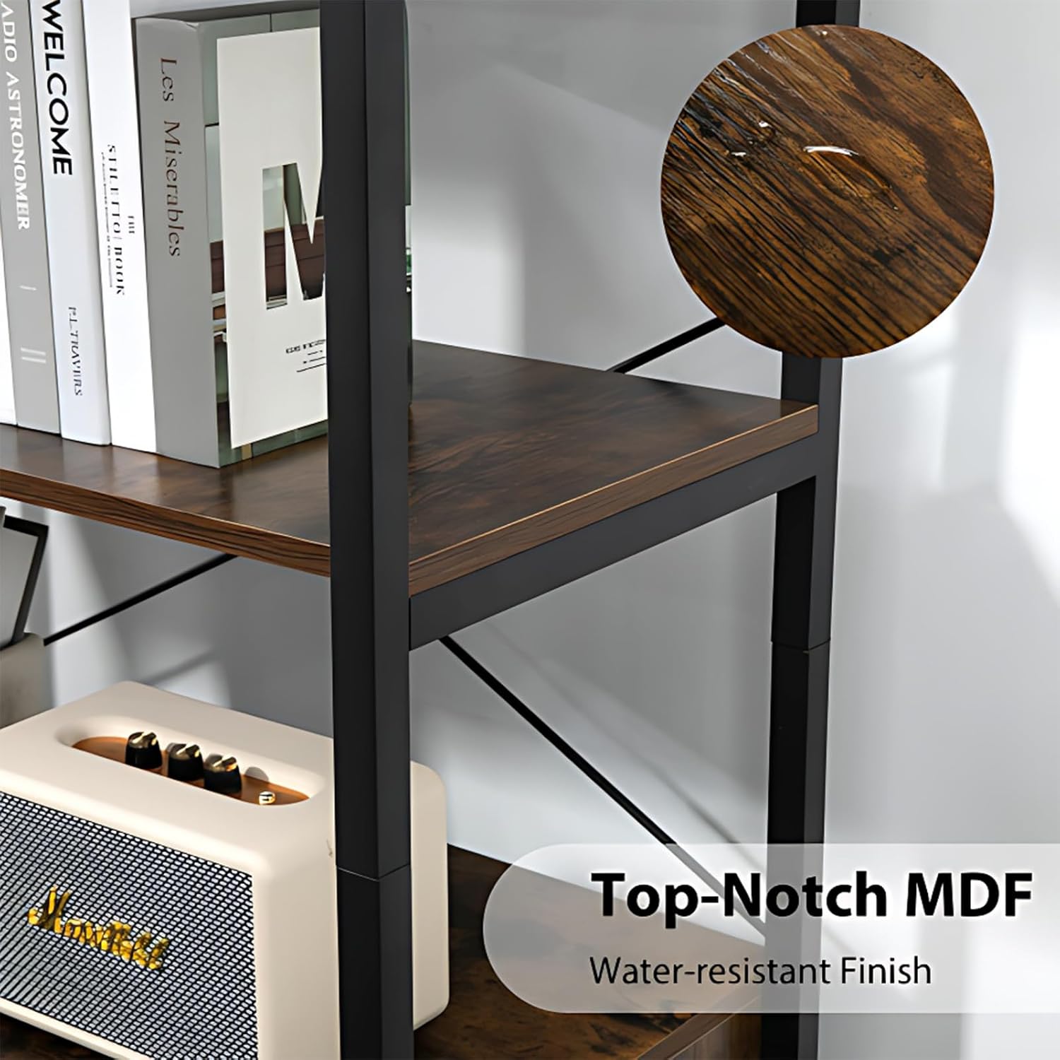 Industrial Bookcase with File Cabinet Drawers, Vintage Brown I973736