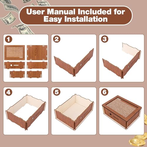 Cash Vault Wooden Savings Box with Money Target and Numbers Z10961