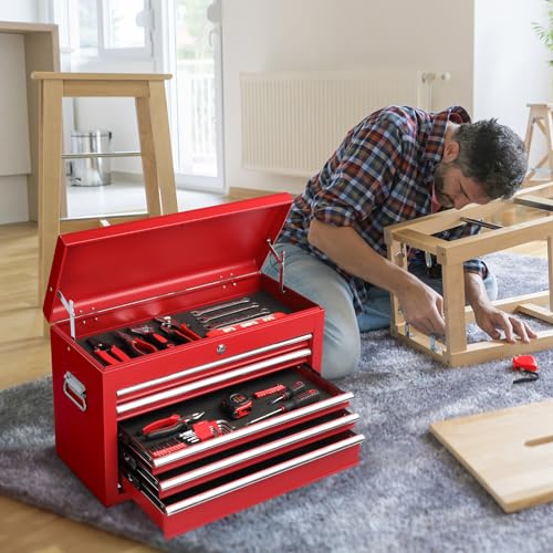 Winado 24" Portable Tool Box, 5 Drawers, Lockable Metal Tool Chest S57529