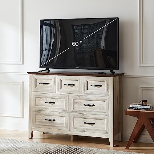 LINSY HOME Farmhouse 9 Drawer Dresser with Antique Handles, Black E97312
