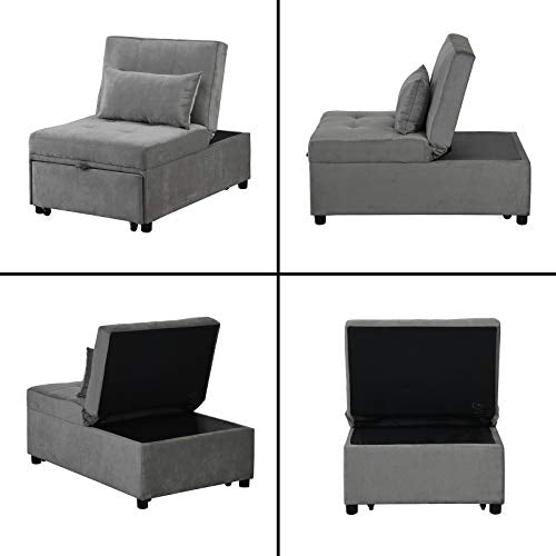 Faux Leather Convertible Sofa Bed with Pillow O26301