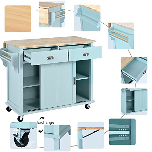 Kitchen Island Cart on Wheels with Drawers and Storage Cabinet, Black M163