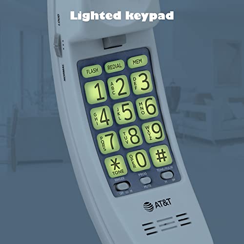 AT&T TRIMLINE 213-11 Corded Home Phone with Extra Big Buttons & Visual Ringer, Black J519