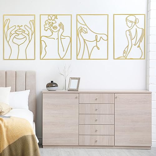 KISPATTI 4Pcs Black Metal Wall Art Minimalist Decor T2971