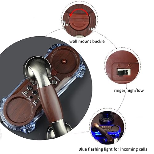 TelPal Trimline Corded Phone Retro Wall Mounted Telephone Red Bronze E90514