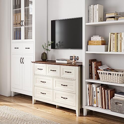 LINSY HOME Farmhouse 9 Drawer Dresser with Antique Handles, Black E97312