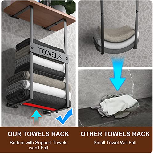 Wall Mounted Towel Rack with Wooden Shelf for Bathroom S1091