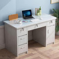 Home Office Writing Desk with Drawers,Wooden Computer Desk Vanity Desk Study Table Desk with Storage,Modern Workstation Small Desk for Bedroom Living Room(47.2" L x 23.6" W x 29.5" H, Gray)