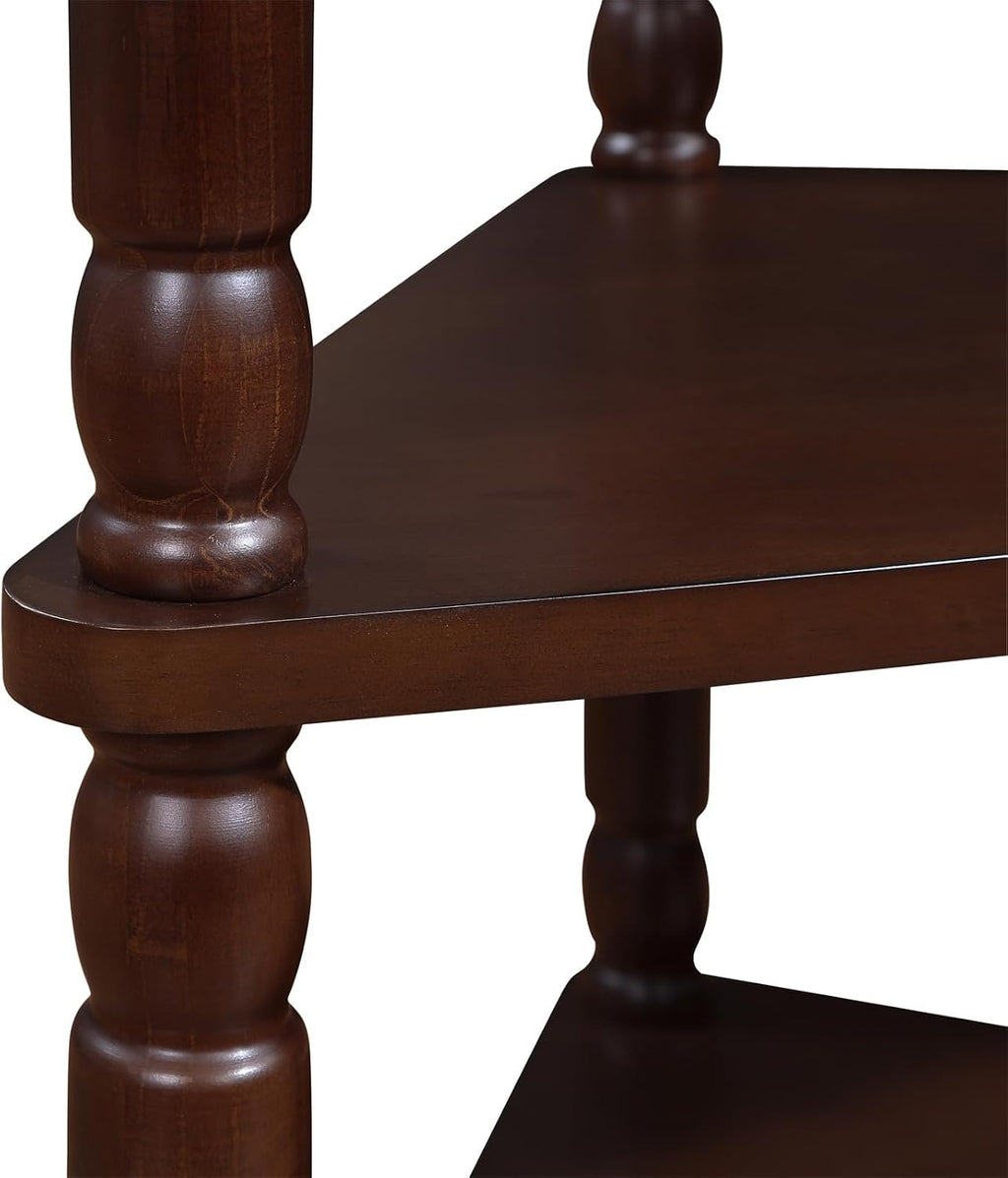 Classical Triangle Corner Table with Storage Drawer, Solid Wood Legs U847779
