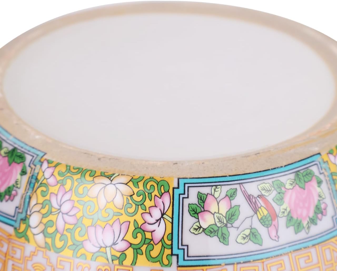 Floral Asian Cachepot Planter with Rose Medallion Painting 10" O233