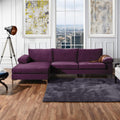 Casa Andrea Milano Modern Large Velvet L-Shape Sectional Sofa, with Extra Wide Chaise Lounge Couch, 51"D x 101"W x 31"Hc, Purple