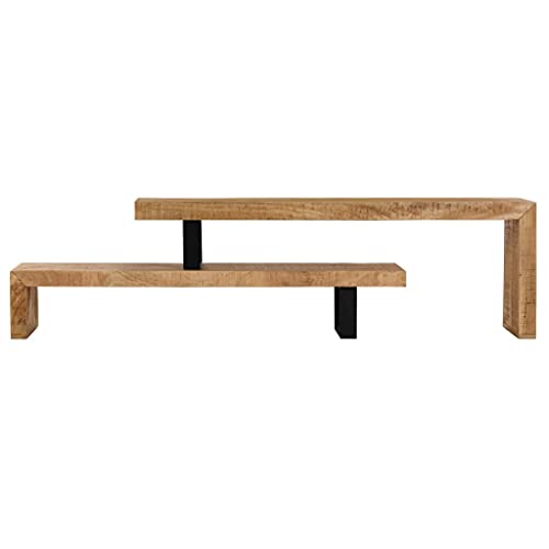 Solid Mango Wood TV Stand with Wrought Iron Legs W65483