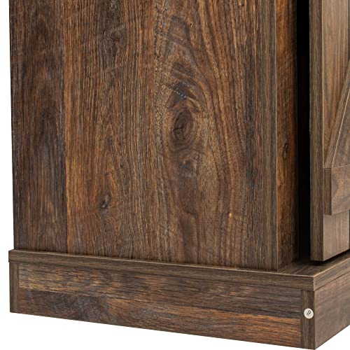 Yoglad Wooden Farmhouse TV Stand with Sliding Barn Doors, 53.9 Inch Entertainment Center D60898
