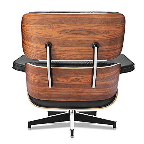 Mid Century Lounge Chair and Ottoman, Black Leather Palisander Wood C913293