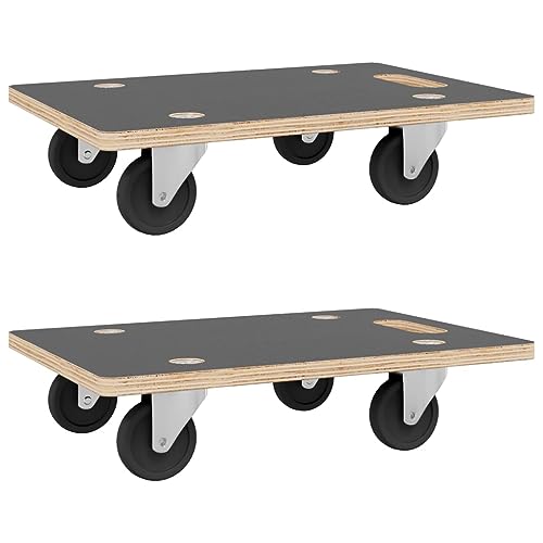 vidaXL Dolly Trolleys - Set of 2, Rectangular, Anti-Slip, High-Load Capacity, Compact Design, 19.7"x13.8"x4.5", Grey, Mobile Furniture Movers with Abrasion-Resistant Rotatable Castors
