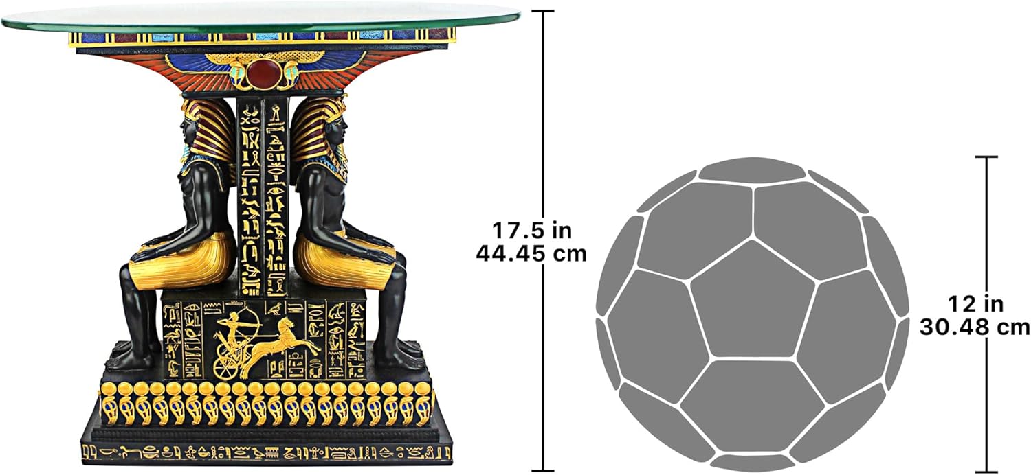 Design Toscano TUT Egyptian Pharaoh Glass-Topped Sculptural Table O795