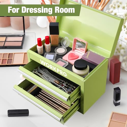 WORKPRO Mini Metal Tool Box with 2 Drawers and Top Storage V906802