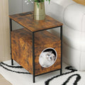 Wood Cat End-Table with Charging Station - Modern Living Room Side Table and Cozy Cat Table Furniture with Cat Hole Design,13" D x 18.9" W x 21.65" H…