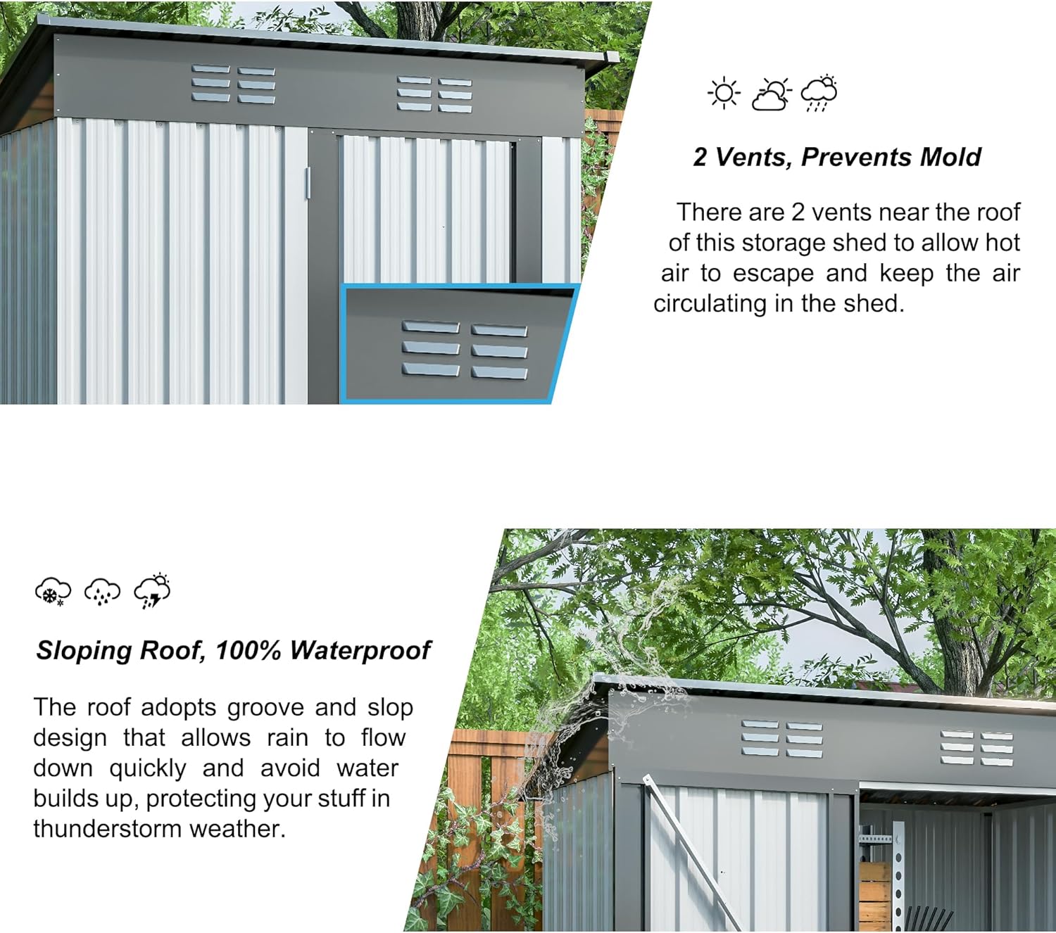 Metal Storage Shed 5x3 FT Outdoor Garden Cabinet with Lockable Doors V2911