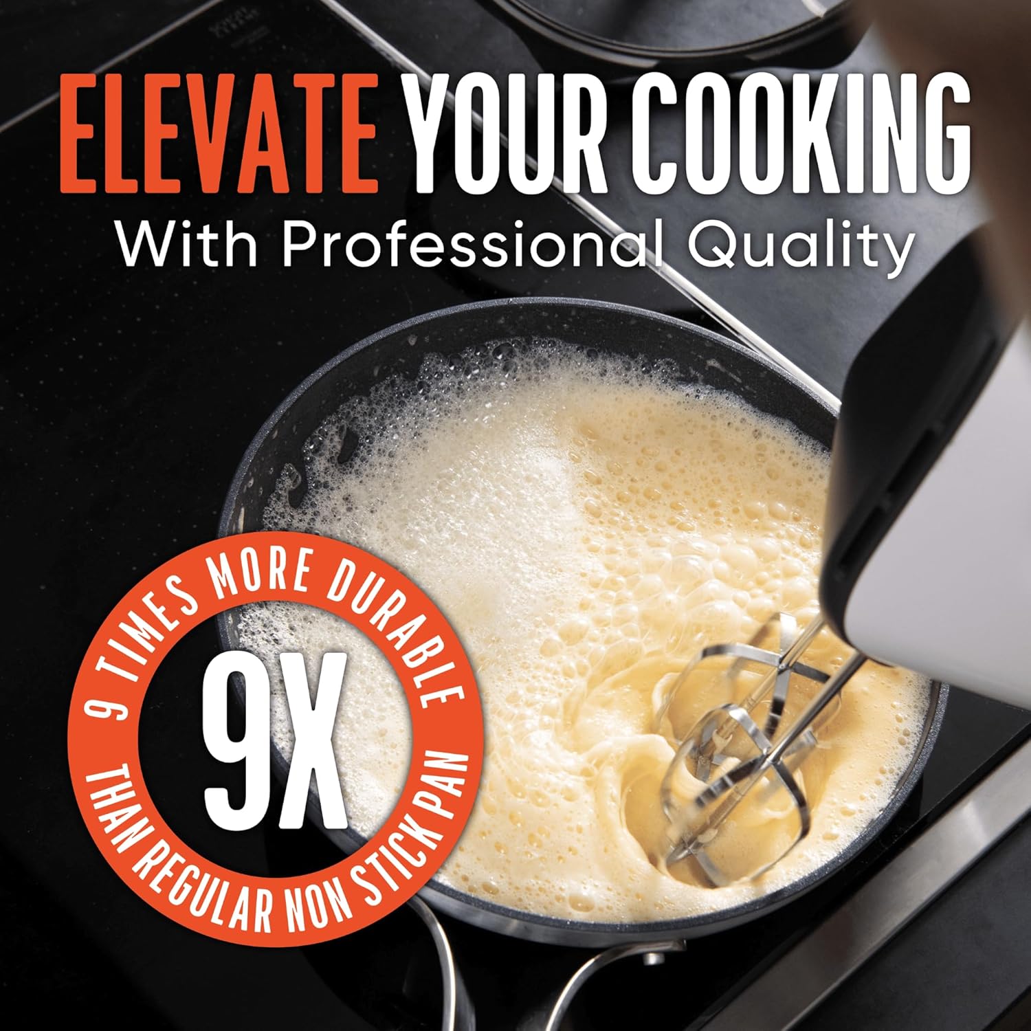 Emura nonstick frying pan 10 inch aluminum skillet, induction & oven safe E2678