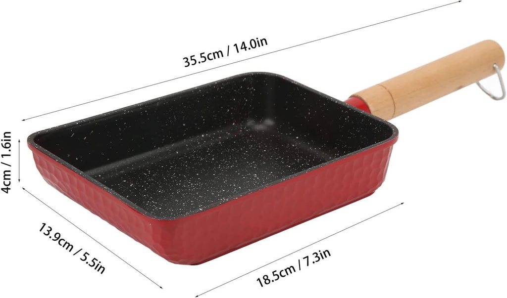 Tamagoyaki Pan, Japanese Omelet Egg Pan Non Stick, 7" x 5", Red G14656