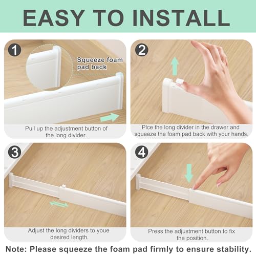 Drawer Dividers 8 Pack, Adjustable Drawer Organizers for Kitchen, Bedroom & Office B529