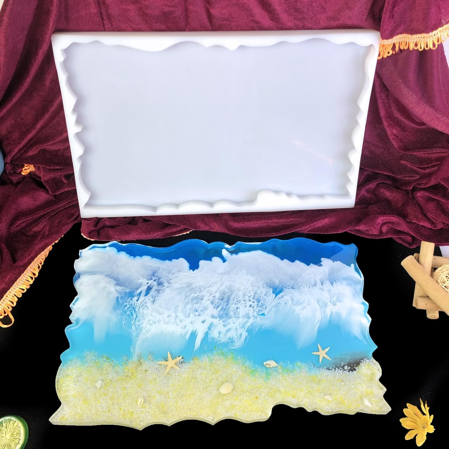 River Table Silicone Mold Large Irregular Rectangle Resin Epoxy Craft, Blue B49643