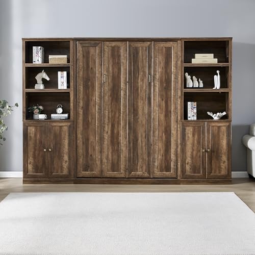 Modern Wooden Murphy Bed Queen - Folding Wall Bed for Guest Room, Study, Office P65985