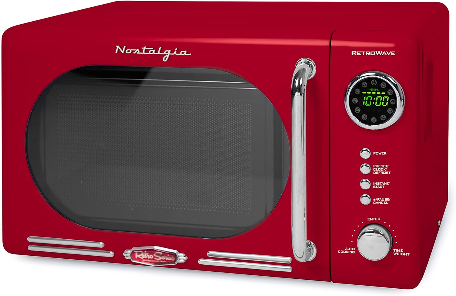 Nostalgia Retro Compact Microwave Oven 0.7 Cu. Ft. 700-Watts and Stainless Steel Electric Tea Kettle 1.7 Liters C465