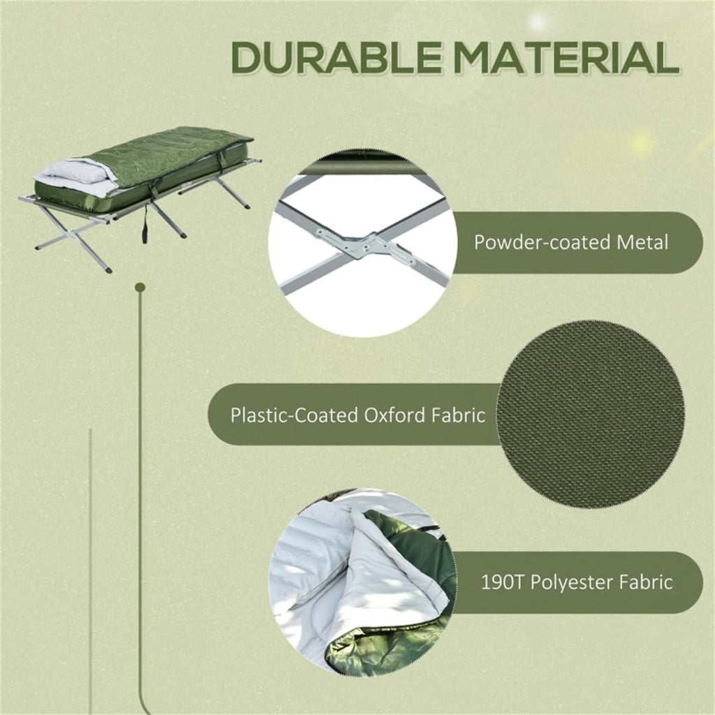 Fold Up Camping Bed with Air Cot, Sleeping Bag & Pump Q102