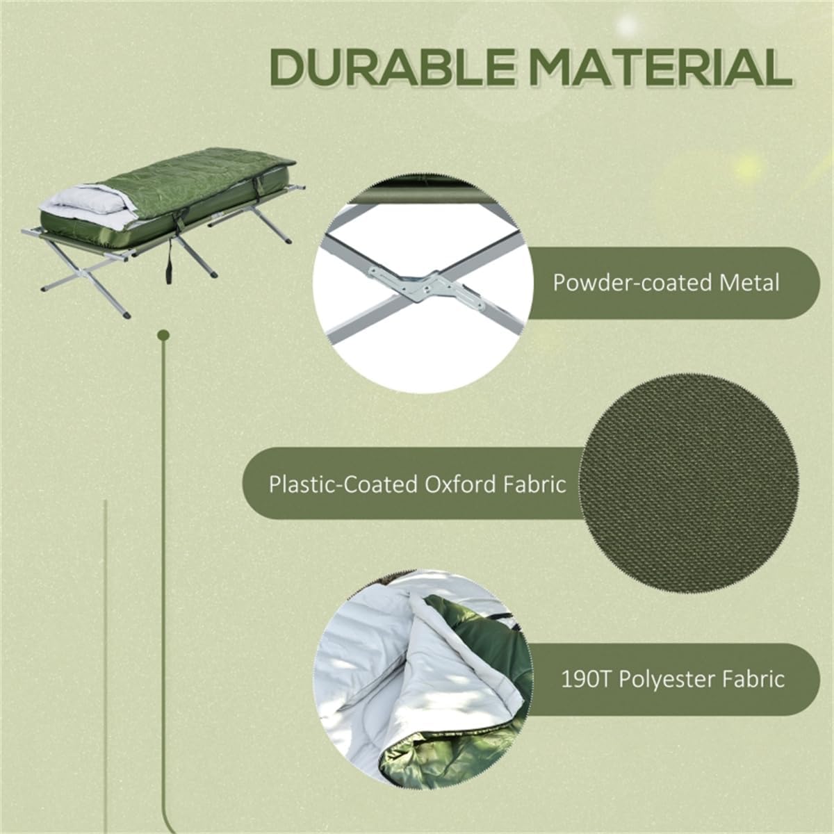 Fold Up Camping Bed with Air Cot, Sleeping Bag & Pump Q102