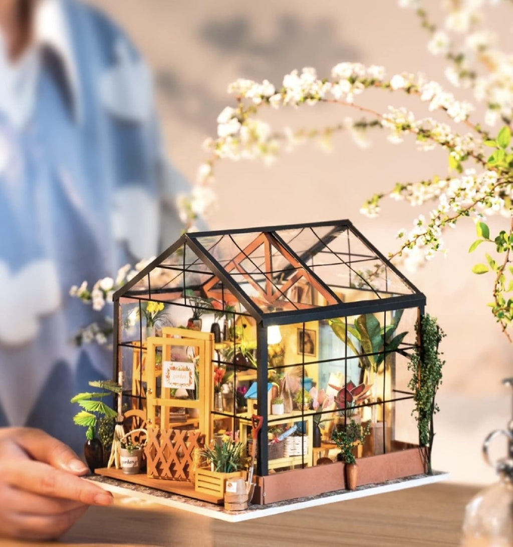 Rolife DIY Miniature Dollhouse Greenhouse Kit with Sunshine Town Book Nook B467